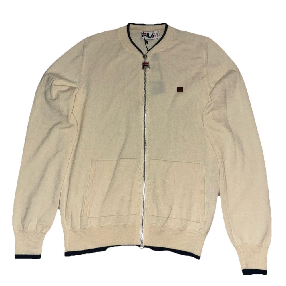 FILA‎ Jacket Women's XS Natural White Virgin Wool Morgana Knit Tennis Italy NEW